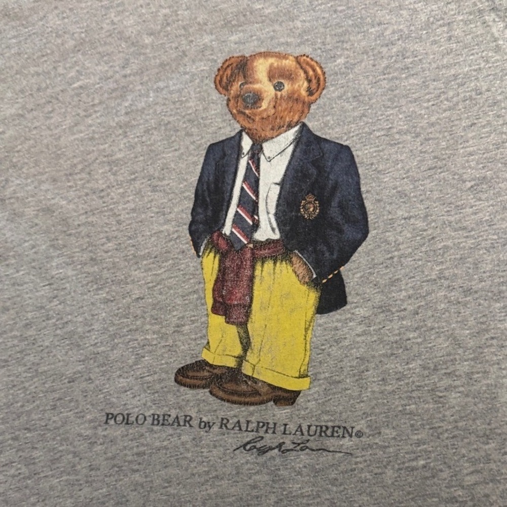Polo Ralph Lauren T-Shirt Mens XXL Grey Polo Bear Preppy Graphic Tee